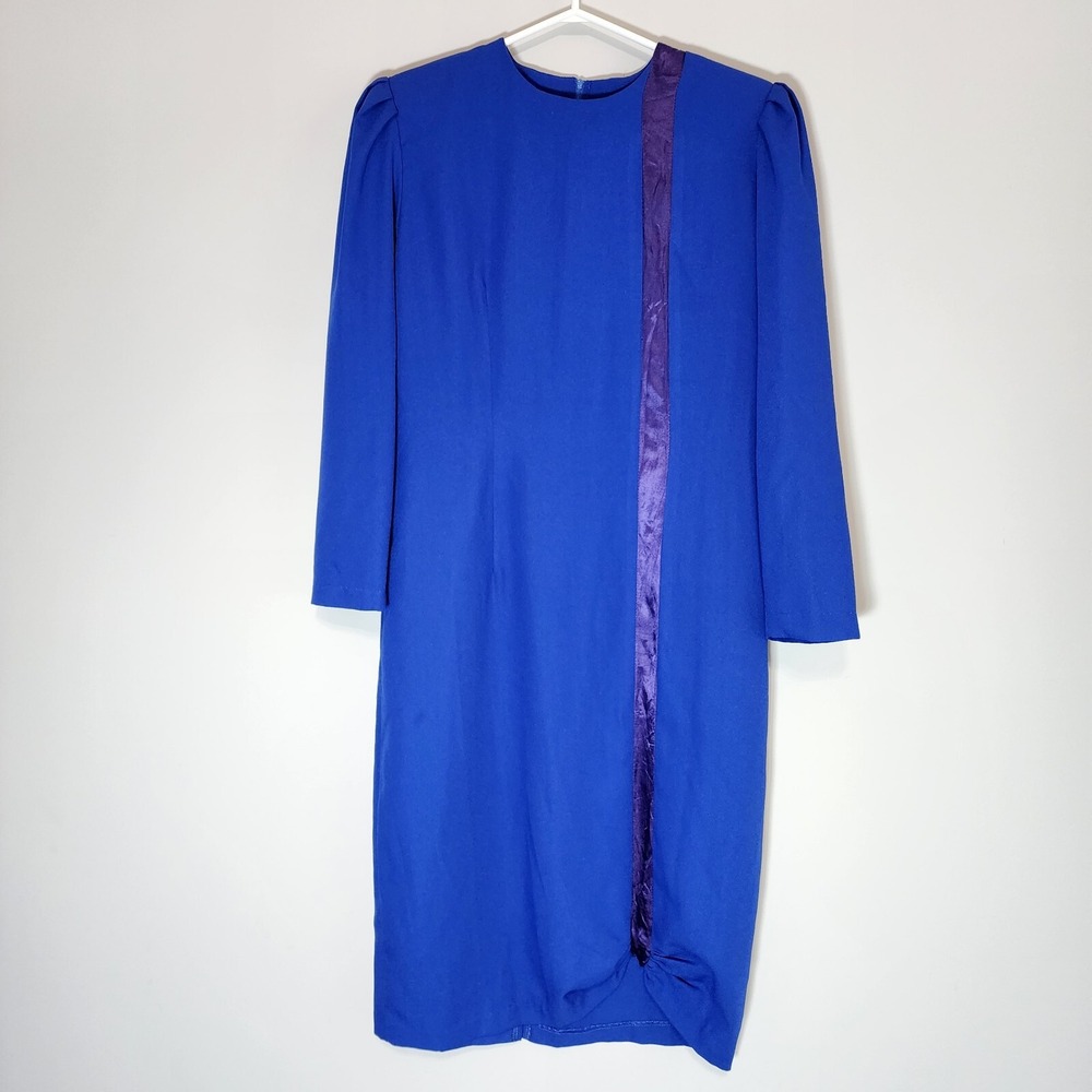 Vintage MARSI Dress Womens 9 10 Royal Blue Evening Gown 1980s Made In Canada 80s